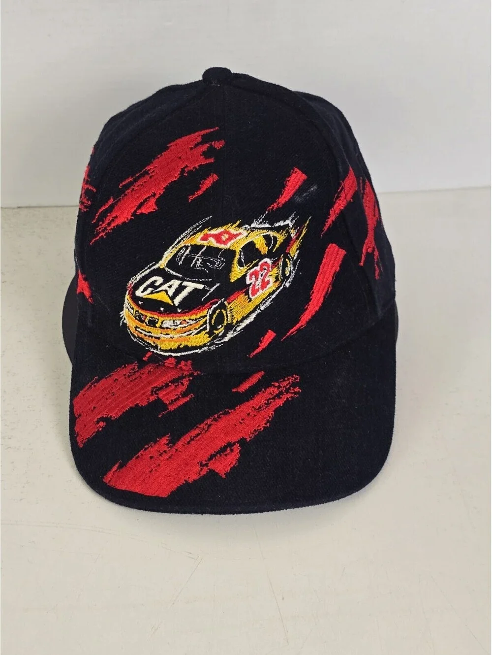 VINTAGE Ward Burton Splash Hat Cap Strapback Black Nascar CAT Equipment Racing